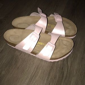 Pale pink Birkenstocks worn once